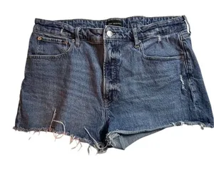 Free Assembly Women's High-Rise‎ Distressed Denim Shorts Size 16 Blue thumbnail 1