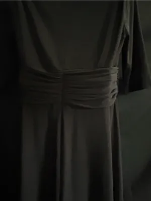 Jones New York Black V-Neck Draped Waist Women's Dress SZ 14 thumbnail 2