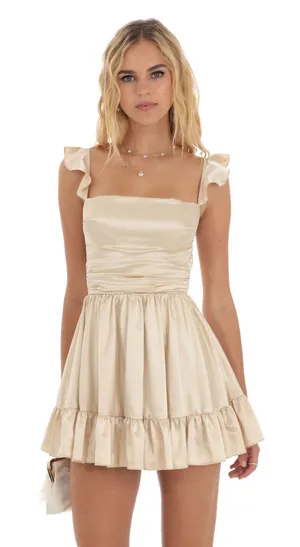 Lucy in the Sky Fit and Flare Dress in Champagne thumbnail 1
