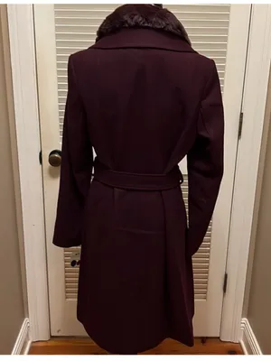 $360 Sam edelman belted wool coat in rich plum size 8 thumbnail 6