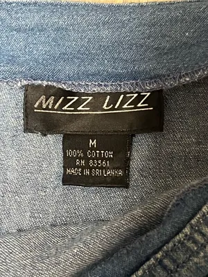 VTG 90s Mizz Lizz Denim Overall Jumper Dress Tag M Fits XS 16x33 thumbnail 2