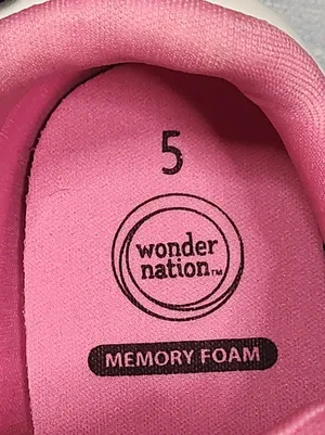 Wonder Nation Pink Faux Suede Memory Foam Retro Gum Sole Sneakers Girls Size 5 thumbnail 3
