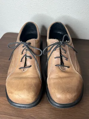 Y2K Dansko Tan Brown Leather Round Toe Chunky Lace Up Platform Oxfords Size 40 thumbnail 4