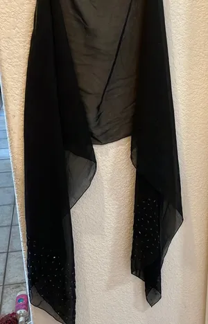 FINAL MARKDOWN Beaded edge dressy black scarf thumbnail 1