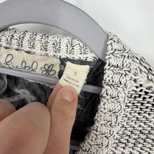 Field Flower Anthropologie‎ Bird Print Mixed Media Cardigan Sweater Gray Small thumbnail 7
