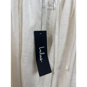 Lulus Mini Dress Womens M White Cotton‎ Linen Puff Sleeve Lace Up Back MD2965LU thumbnail 5