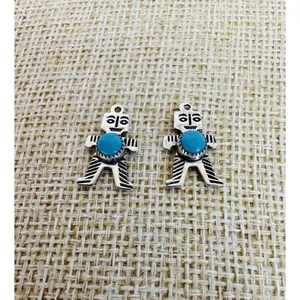 JP Sterling Silver Turquoise Pierced Earrings‎ Pendant Charm Southwestern Tribal thumbnail 8