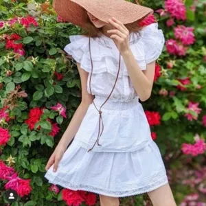 LoveShackFancy x Target Penelope White Ruffled Tiered Smocked Dress XS Cotton thumbnail 14