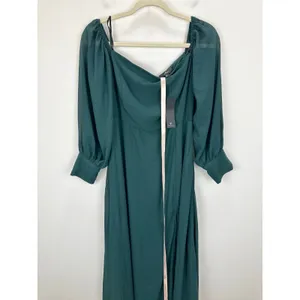 Lulus Feel the Romance Emerald Green Of The Shoulder Maxi Dress Formal L NWT thumbnail 6