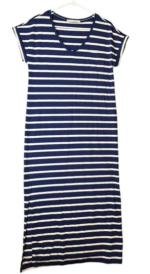 Peruvian Connection‎ Newport Maxi Striped Short Sleeve Dress Sz Small thumbnail 1