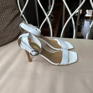 Bruno Valenti Leather Square‎ Toe Stiletto Sandal in White Size 10 thumbnail 6