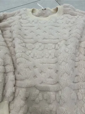 NWT Free People Ivory Cable Knit Sweatshirt Size Large $128 thumbnail 4