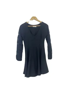 Abercrombie & Fitch Dress Sz M Womans Black V-Neck Long Sleeve Lace Babydoll thumbnail 2