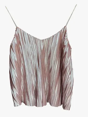 Anthropologie 4SI3NNA Metallic Pleated Lined Camisole Top Sz S‎ thumbnail 4