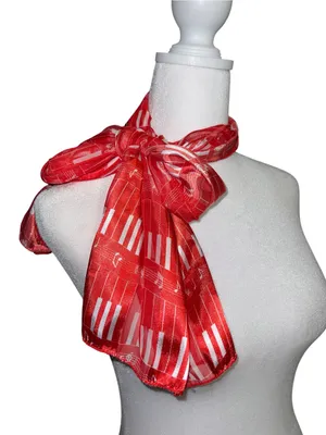 Red musical Patterned Women's Neck Scarf thumbnail 2