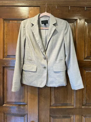 Banana Republic Cream Blazer Size 6 Wool Blend Two-Button Career Suit‎ Jacket thumbnail 6