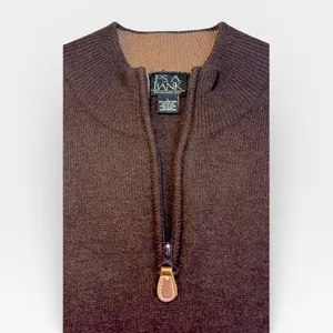 Jos A Bank Brown Lambswool Quarter Zip Pullover Sweater Men's Large thumbnail 3