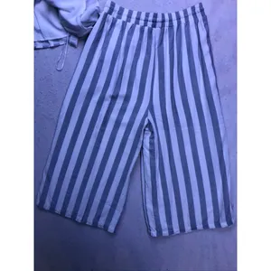 Allie Rose 2 Piece Set Women Small Blue White Striped Crop Top Pants AT5831 thumbnail 9