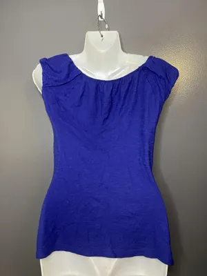 Deletta Anthropologie Tank Top Womens Small Blue Ruched Scoop Neck Jersey thumbnail 6