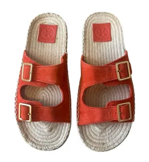Tory Burch Orange‎ Suede Two Band Espadrille Sandals 8.5 thumbnail 1