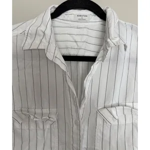 Aritzia Babaton Utility Button Up Relaxed Drapey Twill Shirt Striped Women's Sm thumbnail 3