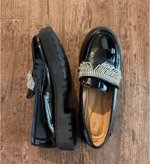 Shiny Black Diamond Fringe NastyGal Chunky Platform Loafers 7 US/38 EU thumbnail 2
