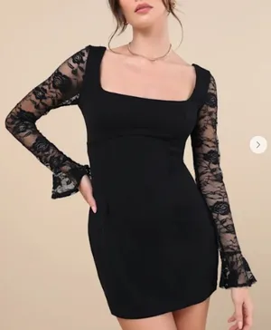 LULU's Sexy Prom Wedding Cocktail Formal Event Long Sleeve Floral Lace Mini thumbnail 1