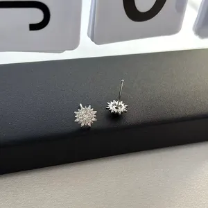 9mm CZ Sun Stud Earrings for Men Women,Streetwear Punk Hip Hop Unisex Style thumbnail 4