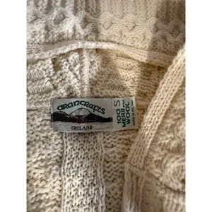 Aran Crafts Women's Sz S Cream Hooded Cardigan 100% Merino Wool Ireland thumbnail 5