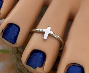 Sterling Silver Cross Toe Ring Midi Ring thumbnail 1