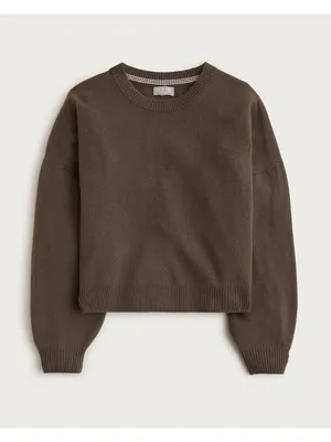 NWT J.Crew Cashmere Blouson-sleeve Sweater in Smokey Wood Oversized XL thumbnail 4