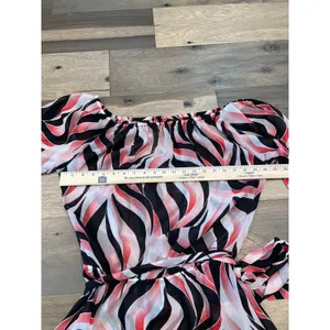 White House Black Market Sheer Chiffon Tie‑Waist Top Size S Abstract Pattern thumbnail 5