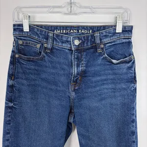 American Eagle Stovepipe Jeans Dark Wash Stretch High Waist Structured 0 Short thumbnail 3