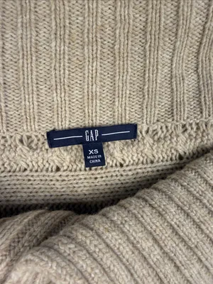 GAP Cream Cable-Knit Fold Collar Cardigan thumbnail 2