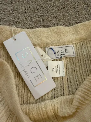 NWT Sage the Label Cream Fresh Fair Ribbed Knit Flare Pants XS LE3743 Cozy Boho thumbnail 6