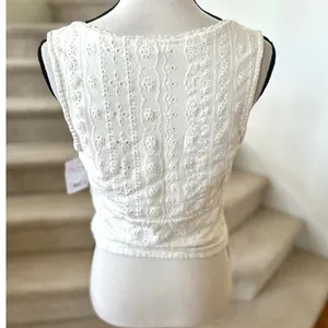 NWT Lucky Brand Cream White Eyelet Hook Closure Sleeveless Corset thumbnail 3