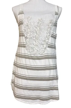 Urban Renewal Striped Tank Top with Lace Front; One Size; best fit Medium Large thumbnail 1