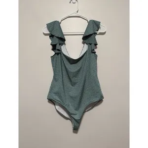 Hill House Home Rosie Green Gingham Ruffle One Piece Bathing Suit Size Medium thumbnail 3