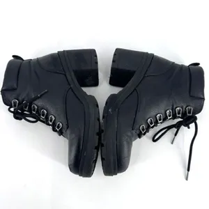 No Boundaries Y2K Black platform block heel boots 90s size‎ 7 moto biker lace up thumbnail 3