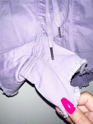 YMI Freckled Poppy Lavender Drawstring Frayed Hem Pull On Jogger Shorts thumbnail 3