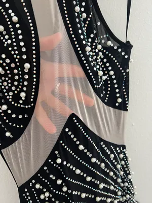 Thomas The Runway Black Mini Dress With Rhinestones And Pearls thumbnail 4