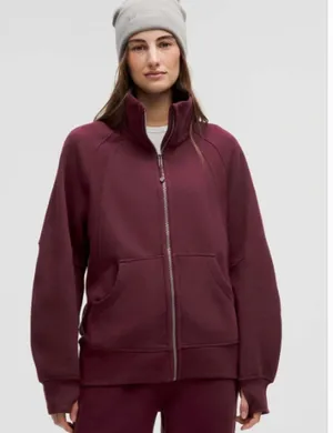 Lululemon Scuba Oversized Funnel Neck Full Zip Hoodie XS/S Garnet Red Purple thumbnail 1