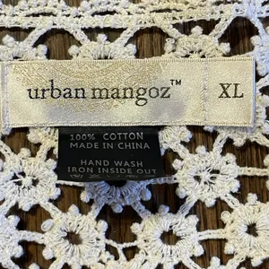 Urban Mangoz NWT Crochet Lace Tie Front Cardigan Coverup Cream X-Large thumbnail 10