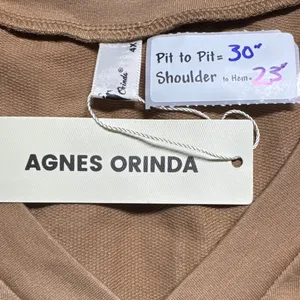 Agnes Orinda V-Neck T-Shirt Relaxed Fit Casual Everyday Top‎ 4X Cropped thumbnail 2