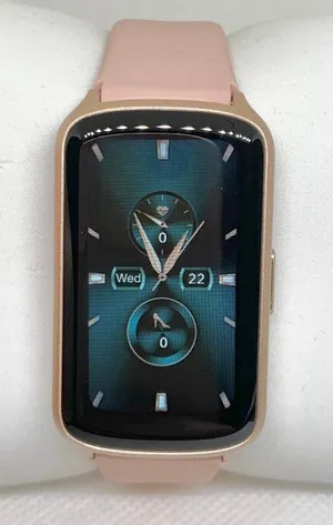 Fitness tracker smart watch rose gold tone case 26mm pink silicone band thumbnail 1