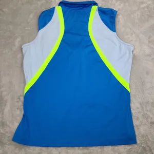 Nike Golf Dri-Fit Women's Short Sleeve 1/4 Zip Polo Shirt‎ blue white Sz L 12/11 thumbnail 3