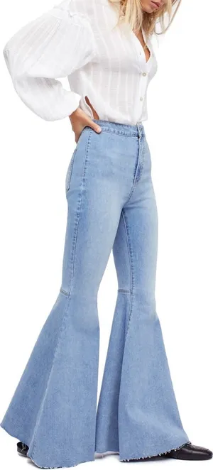 We The Free FP Blue Denim High Rise Float On Flare Jeans Size 27 thumbnail 1