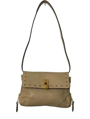 Marc Jacobs Beige Leather Small Gold Studded Shoulder Bag thumbnail 1