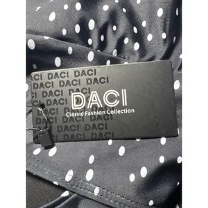 DACI Classic Fashion Collection Black White Polka Dot Square‎ Neck Mini Dress L thumbnail 6