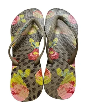 Havaianas flip flops floral print sz 7/8 thumbnail 1